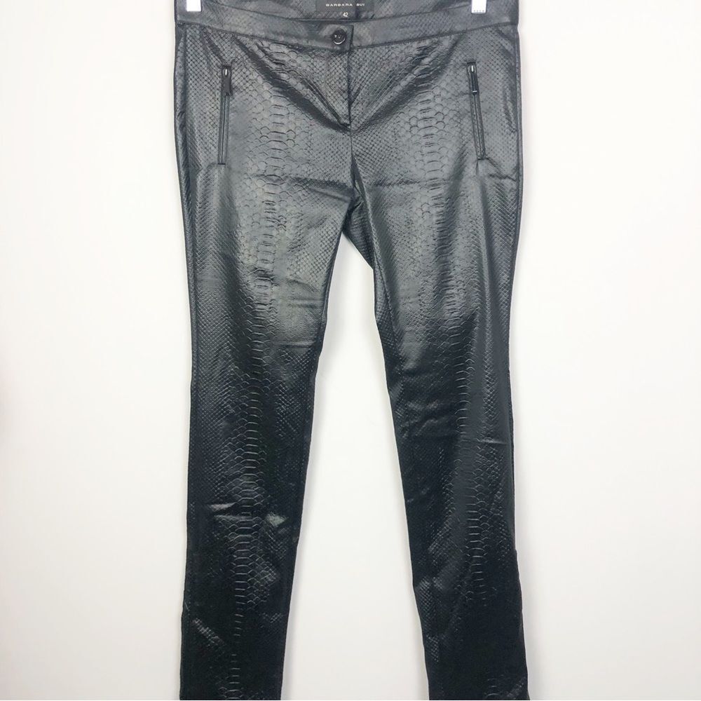BARBARA BUI | Snake Print All Black Low Rise Zip Cuff Pants Women’s Size 42 (10)